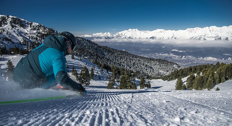 Skiën in het skigebied Glungezer in Tirol